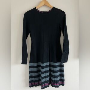 Cynthia Rowley Black Long Sleeve Dress – Size XS, Pink & Grey Stripe Detail